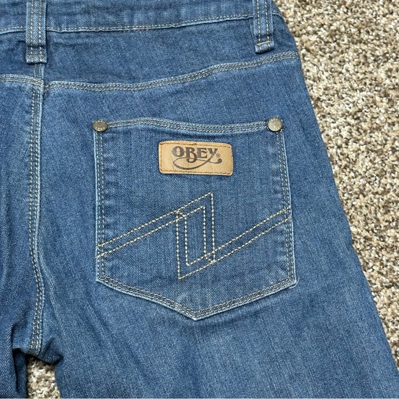 Obey Women's Straight Leg Blue Jeans - Picture 10 of 11